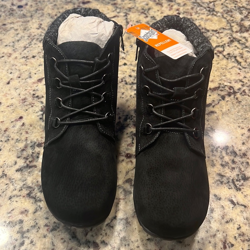 Propet Delaney Black Suede Zip Lace up Ankle Chukka Boots Women's US 9